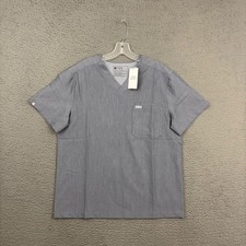 FIGS Leon Pocket Scrub Shirt Mens Medium Gray V-Neck Uniform Nurse Workwear Dad