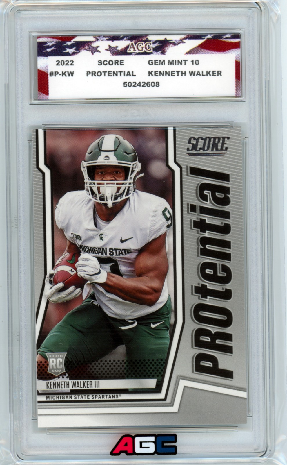 2022 Score PROtential Kenneth Walker III RC #P-KW AGC 10 Gem Mint
