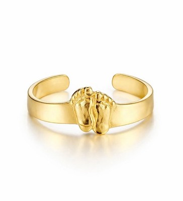 10K massiver Gold Fuß Zehenring Damen, minimalistisches Design, zarter Gold Zehenring