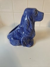 Cocker Spaniel Planter Gloss Blue Glaze Ceram...