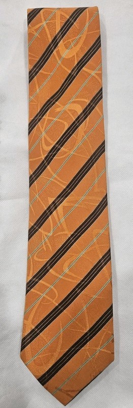 Brioni Men's Silk Tie Copper Orange Brown Striped Luxury Powerhouse Tie