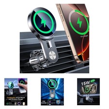 15W MagSafe Wireless Car Charger Mount Long Arm Magnetic Holder for iPhone 16
