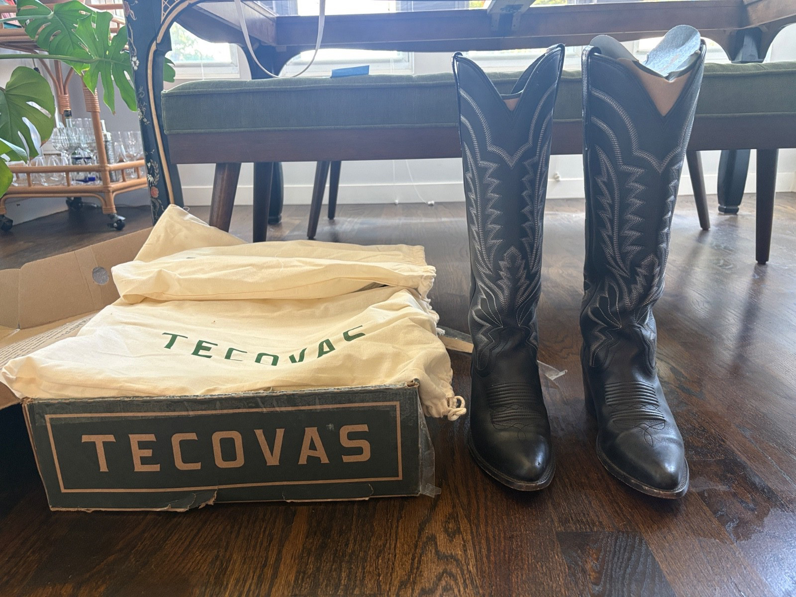 Tecovas The Abby Calf Womens Size 9B Midnight Black Western Cowgirl Boots