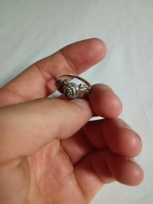 Sterling Silber 925 NV signierter Ring Größe 11 mit Rosen- und Blumendesign 3G