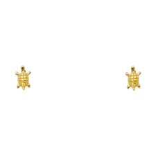 14k Yellow Gold Realistic Turtle Stud Animal Ocean Beach Tortise Earrings