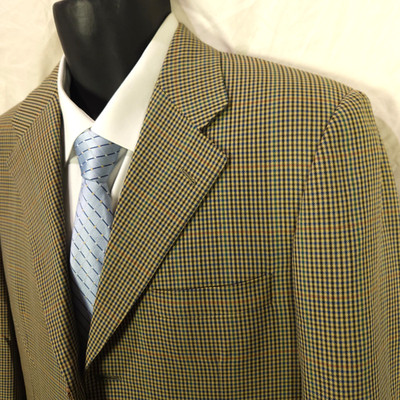 Belvest Italy Men's 40R Glen Check Sport Coat Blazer Super 120's Wool
