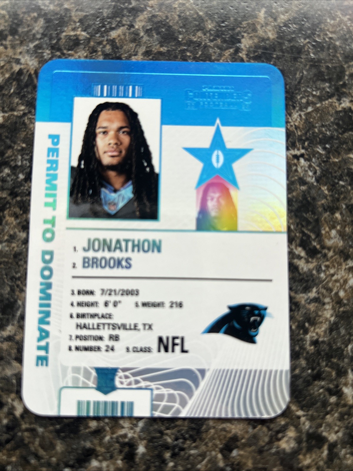 2024 Panini Contenders Permit To Dominate Jonathon Brooks #22