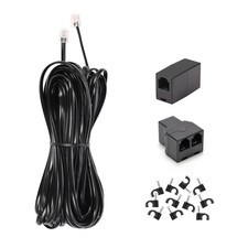 Long Telephone Extension Cord 33FT, Black, Phone Cable Wire with Standard RJ1...