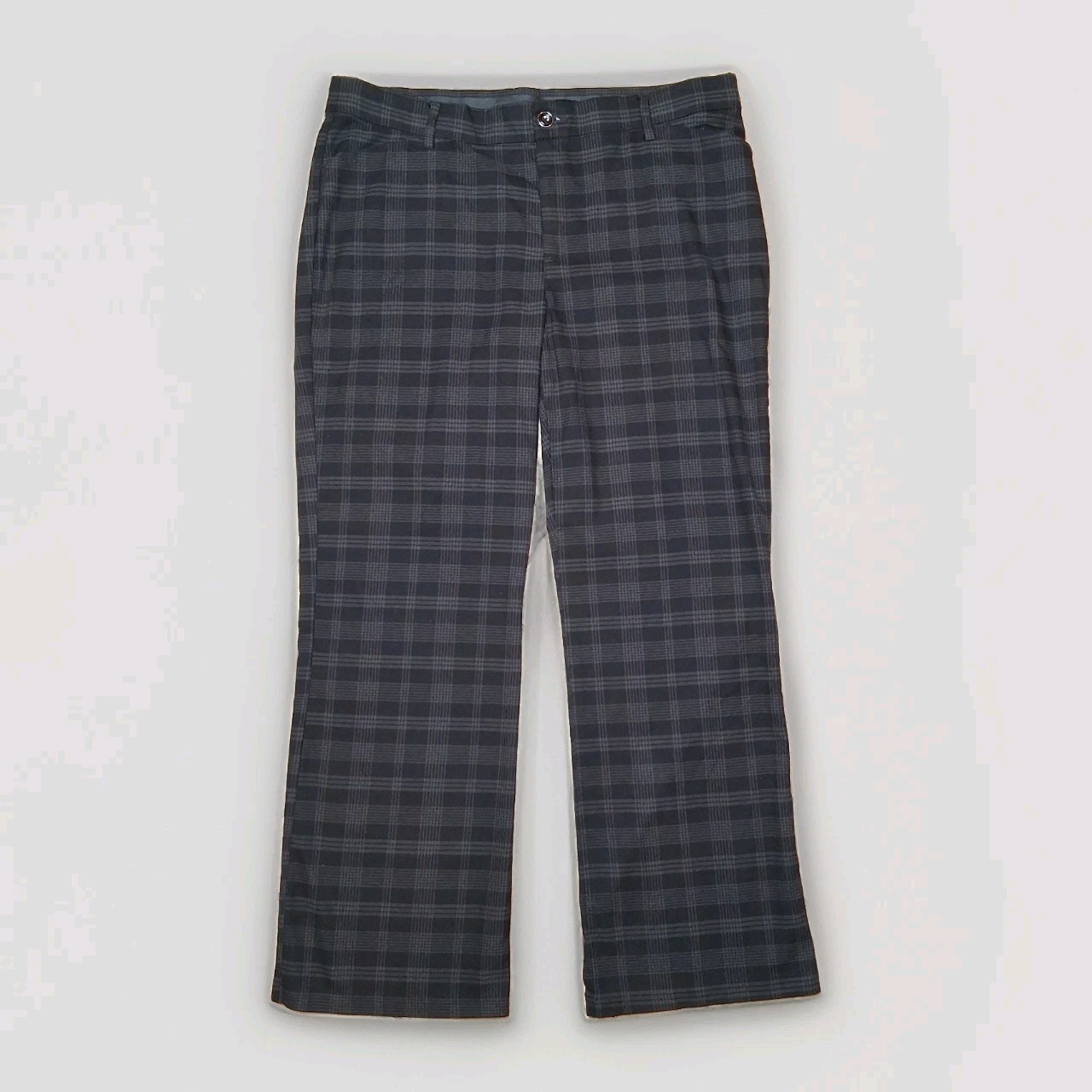 Lee Plaid Trouser Pants Womens 16 Regular Fit Mid Rise Flex Motion Gray Black