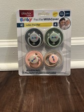 BL Playtex Baby Silicone Pacifier W/ Cover 4 Pack 0-6M latex nipples