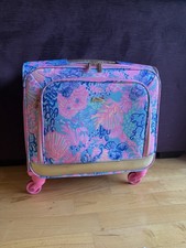 Valigia da trasporto Lilly Pulitzer Splendor In The Sand Beach Coral nuova con etichetta