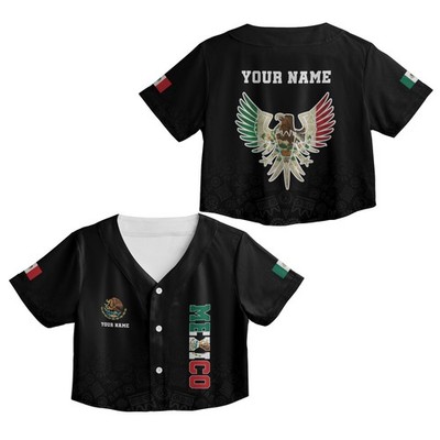 Custome Name Sports Mexico Crop Top Baseball Jersey For Women