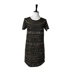 BooHoo Women’s Dress Boutique Viola Embellished Mini Beaded Black Gold New Sz 4