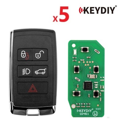 5PCS KEYDIY KD ZB24-5 Universal Smart Remote Key 4+1 Buttons for Land Rover Type