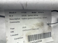 Ignition Switch Keyless Ignition Smart Key US Built Fits 18-19 SONATA 2020783