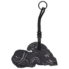 Valentino Panther Bag Charm In Black Leather Male Black One Size