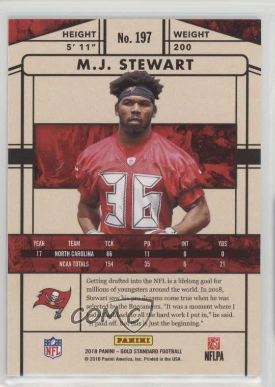 2018 Panini Gold Standard Rookies /99 MJ Stewart #197 Rookie RC - Image 2 of 2