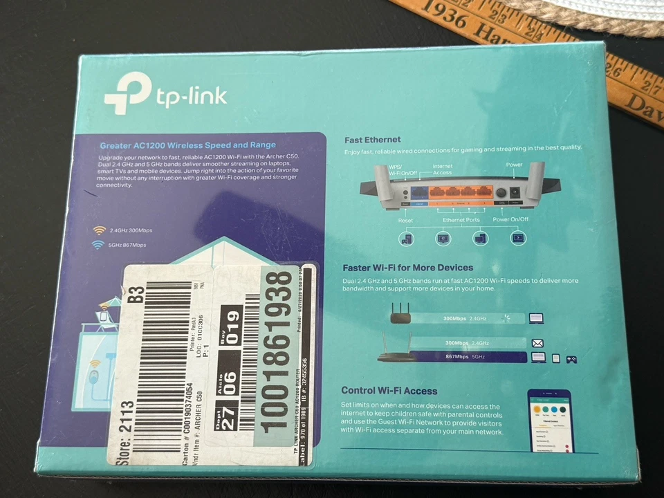 TP-Link AC1200 Dual Band Router Wireless AC Router for Home Archer C50 NIB NEW - Image 2 of 4