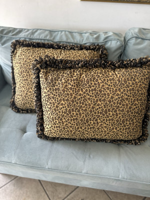 SUPER CUTE PAIR ~ Velvety LEOPARD CHEETAH Animal Print Down Throw Pillows