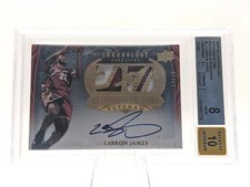 2007-08 UD Chronology LeBron James Stitches in Time Patch Auto /35 BGS 8 AUTO 10