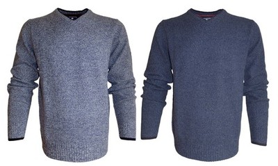 Herren V-Neck Baileys Tweed Pullover blau hellblau melange Gr. M bis 3XL