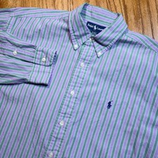 Polo Ralph Lauren Blake Shirt Men s XL Blue Vertical Stripe Button Down