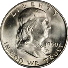 1950-D Franklin Half Dollar PCGS MS65 FBL Blazing White Gem Strong Strike