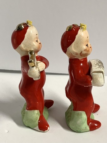Vtg 1950’s Rare Napco Japan RED DEVILS HARP ACCORDION Music Salt Pepper Shakers - Picture 6 of 9