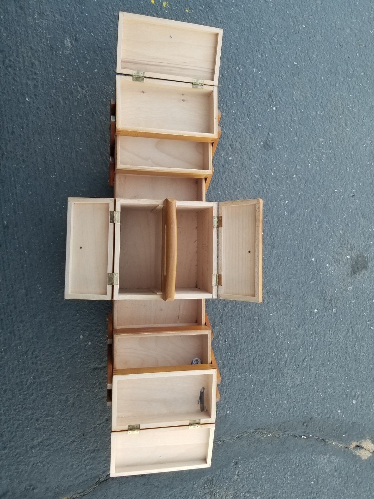 Vintage Wooden Accordion Fold Out Sewing Box Made in Romania 18x10x9” eBay