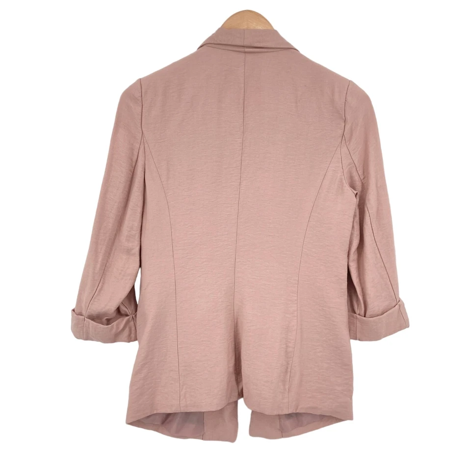 Chaqueta Blazer LC Lauren Conrad Mujer XS Rosa Rayón Manga 3/4 Bolsillos Frente Abierto Foto 2 de 4