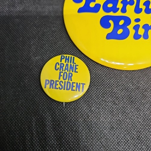 1980 Phil Crane The Early Bird for President Campaign '80 Pinback lote de botones - Imagen 3 de 6