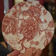 LOVELY VINTAGE JOHNSON BROS ENGLISH CHIPPENDALE RED FLORAL BREAD PLATE - HAVE 7
