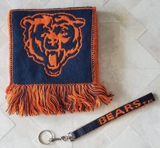 CHICAGO BEARS NFL Scarf 2-Sided Orange/Blue/White & Matching Key Chain