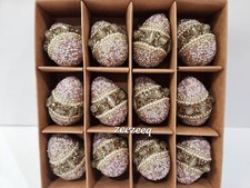Cupcakes y cachemir incrustado cuentas huevos de primavera de Pascua relleno de cesta 12 piezas