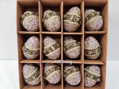 Cupcakes and Cashmere Encrusted Beaded Easter Spring Eggs Basket Filler 12pc