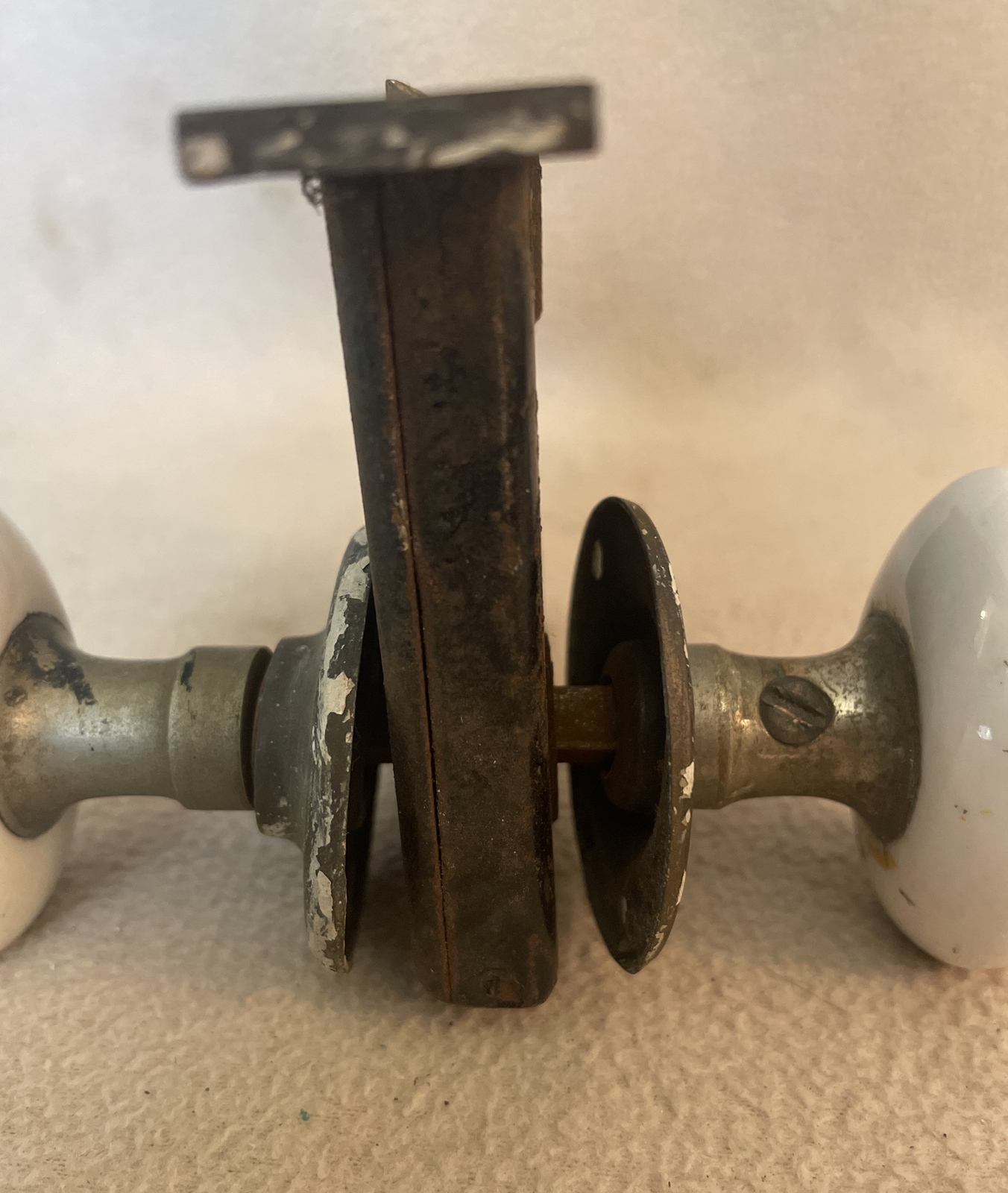 Antique Vintage Mortise Door Lock w/Oval White Porcelain Door Knobs eBay