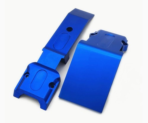 Aluminum Steering Stops (Lower Hinge Pin Retainer) for TRAXXAS REVO E-REVO Summit TRV012B (Blue/Silver) – – Ship from Ohio