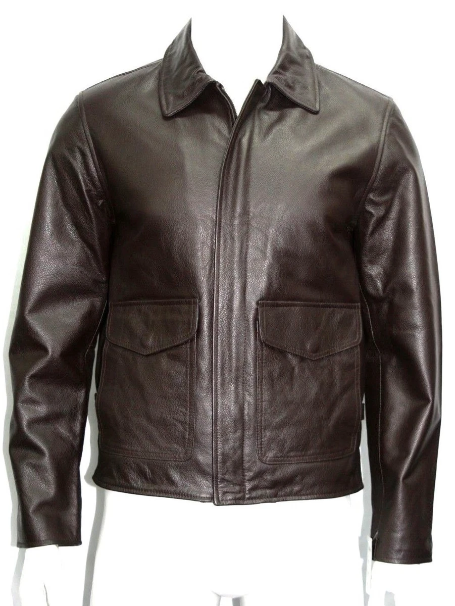 Indiana Jones Movie Men s Casual Designer Style Brown Hide Leather Jacket