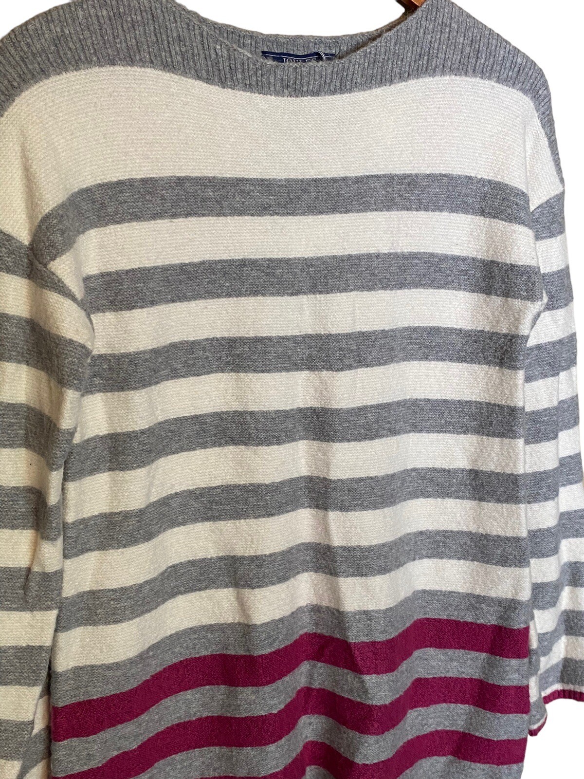Joules Sweater Size 4 Rowena Boat Neck Jumper Grey Pink Striped Pull On NEW image 4