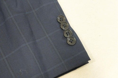 Jos A Bank Wool Dark Blue Windowpane Tailored Fit Suit Pants Jacket 38 x 28 46 R - Picture 12 of 17
