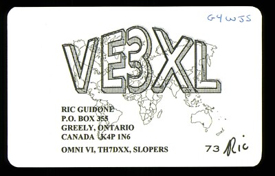 1 x QSL Karte Radio Canada VE3XL Greely Ontario 2002 Ric Guidone   V999