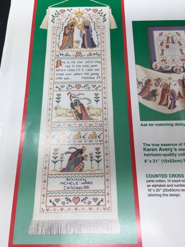 KIT Christmas counted cross stitch 1990 Nativity Pell Pull Banner 21” X 6” NEW - Picture 3 of 8