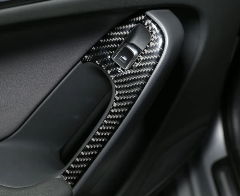 For Audi A4 A5 2009-2016 Real Carbon Fiber Door Window Lift Switch Cover Trim 4* - Image 4 of 4