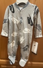 Nike Gray Logo Zip Footed Sleeper, 3 Mths, or 6 Mths Infant Boy's NWT