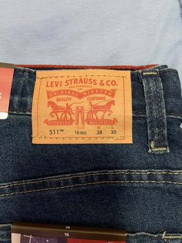 Levi's Youth Slim Flex Blue Denim Jeans Size 16 28 X 30 Adjustable Waist NWT - Picture 7 of 9