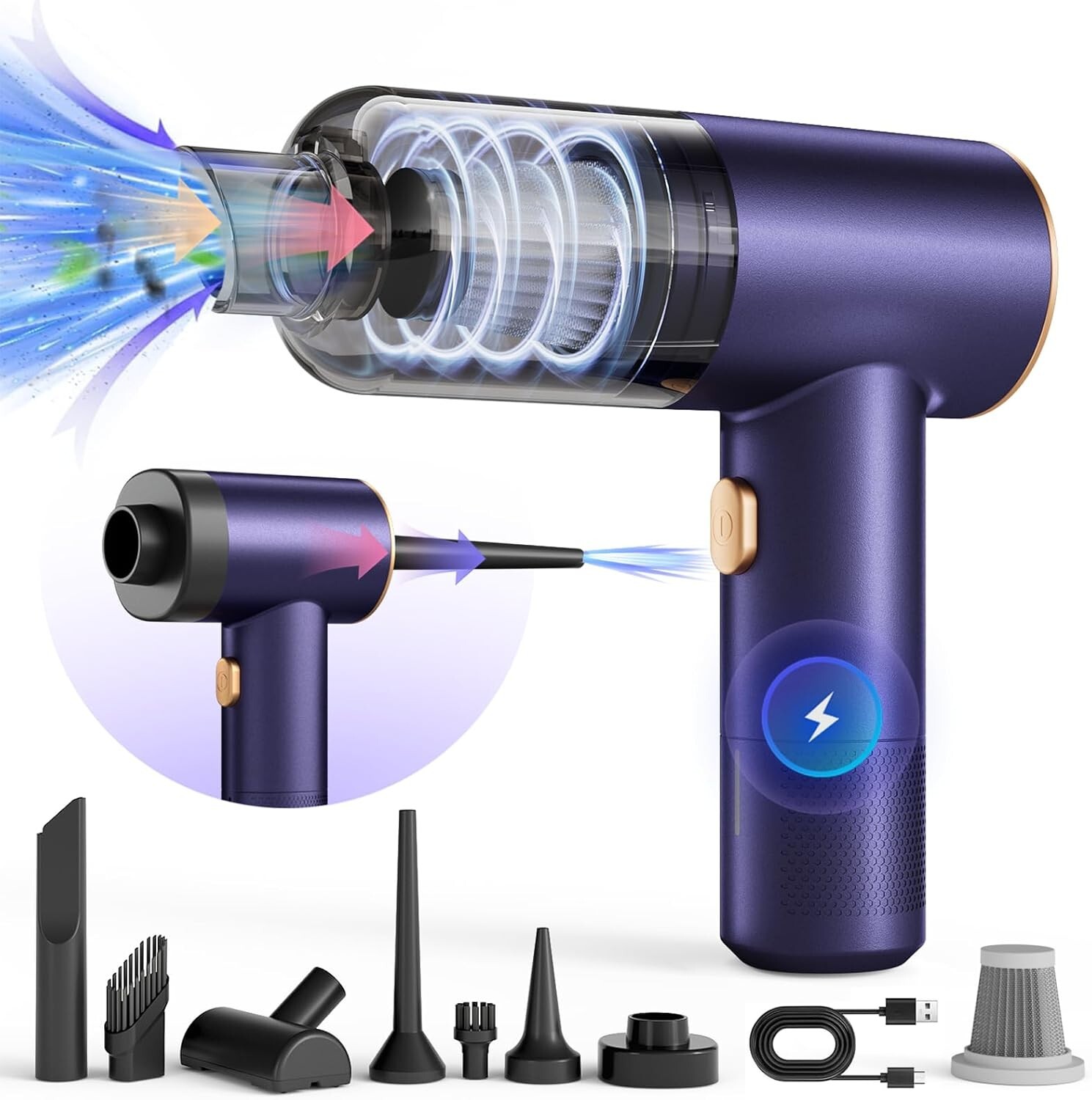 Powerful 16000PA Cordless Handheld Vacuum - 3-in-1 Portable with HEPA Filter & Rechargeable Battery-image