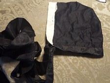 VINTAGE   OLDER CHILD'S HANDMADE BLACK  WHITE BONNET HAT   FABULOUS CONDITION