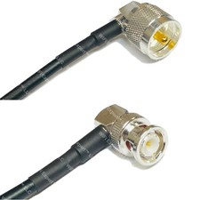 RFC195 Silver UHF Male Angle to BNC MALE ANGLE Coax RF Cable USA Lot
