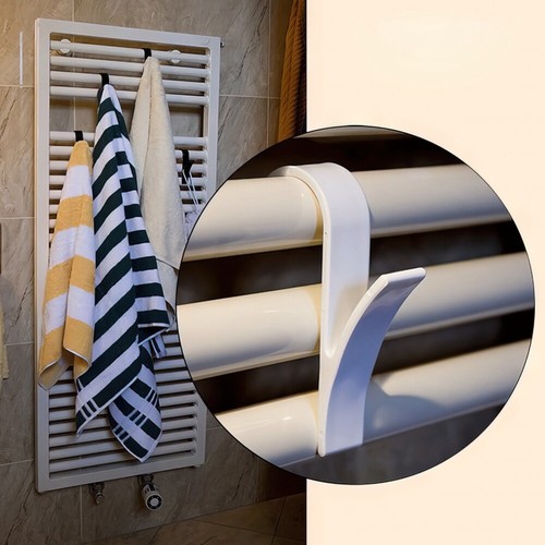 4pcs Over Radiator Hooks Clothes Hanger Bathroom Organizer Plastic Towel Holder - Picture 3 of 9