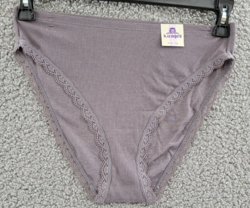 b.tempt'd by Wacoal Innocence Hi-Leg Lace Trim Briefs Women's 8-XL Purple Ribbed - Picture 1 of 18